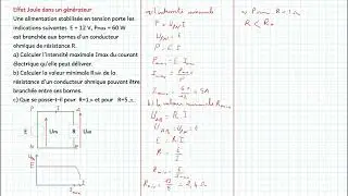 Effet Joule dans un g&eacute;n&eacute;rateur