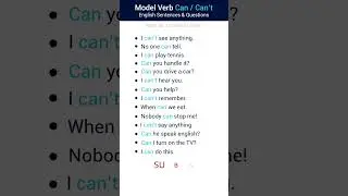 Can, Can't - Sentences & Questions