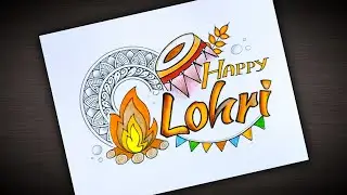Happy Lohri Drawing/Lohri Festival Drawing/Lohri Mandala Art/Lohri Special Art/How to Draw Mandala