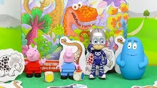 TROVIAMO i DINOSAURI! - Peppa Pig e George sfidano Barbapapà e Gattoboy a NasconDINO [Challenge]