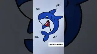 Easy Cute Shark 🦈 Drawing #chocokids #easydrawing #shots #shark #babyshark #cute