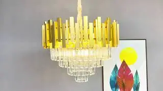 Candelabru cristal Auriu gold becuri E14 BLOIS rotund - deconfort.ro