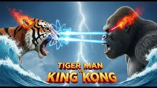king kong and godzilla vs tiger man the fight begins on a cargo helicopter FULL HD