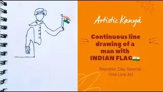Continuous line drawing of a man with Indian flag !! #republicdayspecial #artistickanya #short
