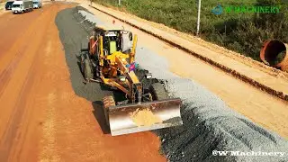 Perfect Action Liugong Grader Spreading Gravel Making New Roads Operation Techniques Skills Workers