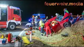 Eine eingeklemmte Person nach schwerem Verkehrsunfall