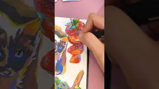 paint a juicy strawberry with watercolor and acrylic markers #art #strawberry  #fruitart #watercolor