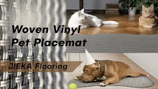 Woven Vinyl Pet Placemat | Floor Mat for Dog and Cat | JIEKA Pet Friendly Flooring