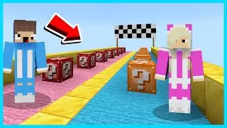 MIPAN & ZUZUZU Balapan Lari Di Minecraft Pakai BLOCK Keberuntungan! SERU BANGET