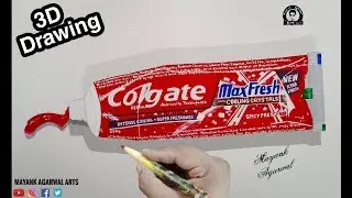 3D Colgate Toothpaste Drawing - Speed Drawing | 3d Art
