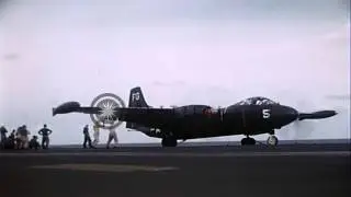 F2H-3B and AJ Savage aircraft catapulted from flight deck of USS Midway (CVB-41),...HD Stock Footage