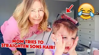 MOM TRIES TO STRAIGHTEN SONS HAIR!!