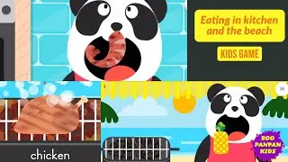 Elliot Panda Eating in kitchen and beach Lingokids game |Boopanpankids