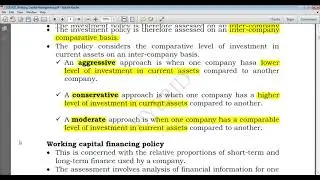 Working Capital Management PART 4 | Investing Policies| Financing Policies