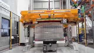 LD-250 autonomous mobile robot from OMRON in a pallet wrapping application