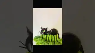 Make Simple Halloween Vegetable decoration with a Black cat/ Easy Food Craft #shorts #halloween #art