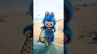 Labubu Saves a Turtle From a Net 🐢💖
