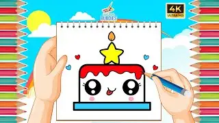 Как нарисовать милый рождественский торт 🎂🎄 | Простой рисунок для детей | Урок рисования в стиле ...