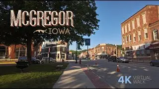 4K 60fps - Peaceful Sunrise Walk in McGregor, Iowa | Historic Main Street Tour
