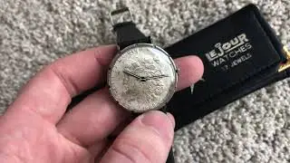 Lejour 1960's Silver US dollar coin watch FHF 69-21