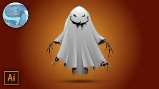 Ghost character. Vector drawing with Adobe Illustrator.