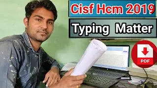 Cisf Hcm Typing Matter pdf || Offline Typing Content pdf for Cisf hcm 2019
