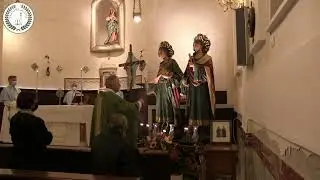 TRANI - Reposizione dei SANTI MEDICI nella nicchia