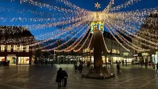 Heuens&auml;ule mit Lichternetz | Mainz Januar 2024