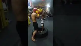 Aremiah The Deaf with coach sunny. We training boxing wait for ready fight. At bcg gym 28th dis 2016