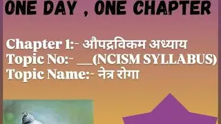 शलाक्य तंत्र (NCISM BASED)Chapter 1:- औपद्रविकम अध्याय (नेत्र रोगा)