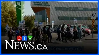 Picket lines at Algonquin College as support workers strike