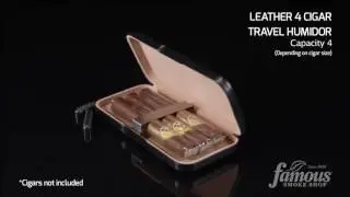 Leather 4 Cigar Travel Humidor - Famous Smoke Shop