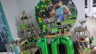 Festinha simples do pijama do Minecraft (Daniel faz 10 anos) #festadopijama #festaminecraft #simple