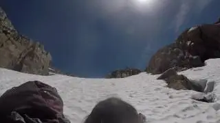 hiking down mountains in Sierra Nevada's from glacier to Sam Mack meadow 1