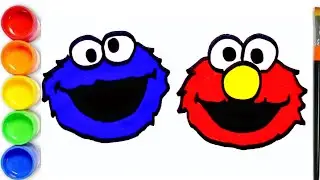 🔵🔴 How To Draw Elmo, Cookie Monster From Sesame Street | Drawing and Coloring Sesame Street