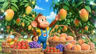 Baby Monkey Harvests a Garden Full of Fruits | Kids Storytime