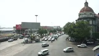 Myanmar, Yangon Traffic, Strand Road, Footage