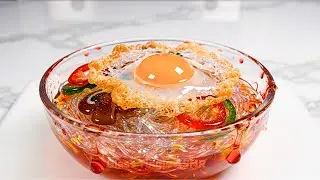 【ASMR】輝くガラス野菜ラーメンを作って食べる🍜✨ リアルな咀嚼音・玻璃食材で視覚も聴覚も癒し