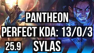 PANTHEON vs SYLAS (MID) | 13/0/3, Legendary | NA Grandmaster | 25.9