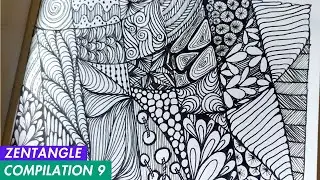 Zentangle Inspired Art | Draw With Me to Feel Calm and Creative | Zendoodle - Compilation 9