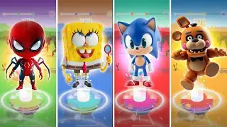 Spiderman vs SpongeBob vs Sonic vs Freddy TILES HOP