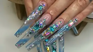 Watch me work | 4XL NAILS BABY BLUE MARBLE NAILS 🦋