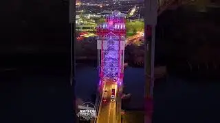 Tees Newport Bridge at Dusk &ndash; Aerial Fly Around a 1934 Vertical Lift Bridge