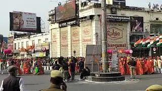 School students in multicolored dress ready for performance at Republic day parade in Lucknow 