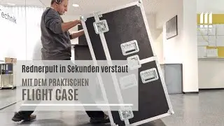 infoWERK Rednerpult in Sekunden verstaut mit dem praktischen FLIGHT CASE