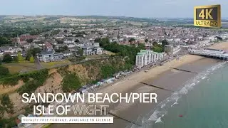 Breathtaking Views of Sandown Beach & Pier, Isle of Wight 4K Drone Footage (Royalty Free)