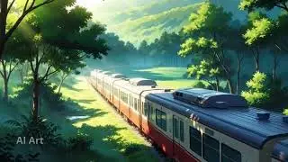 Through Forested Hills 🌲 | Day 11 | AI Anime Train in Sunlit Forest | Cinematic Calm