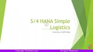 SAP S4 HANA Simple Logistics Training and Certification
