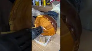 Natural edge Spalted Alder bowl, first coat of oil. #Woodworking #Satisfying.