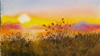 Whispers of sunset watercolour Painting 